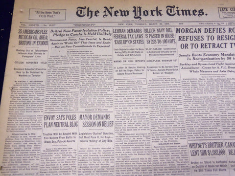 1938 MARCH 22 NEW YORK TIMES - BRITISH FAVOR ISOLATION POLICY - NT 2859