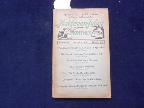 1926 OCTOBER HALDEMAN-JULIUS MONTHLY MAGAZINE - LOUIS ADAMIC - J 8416