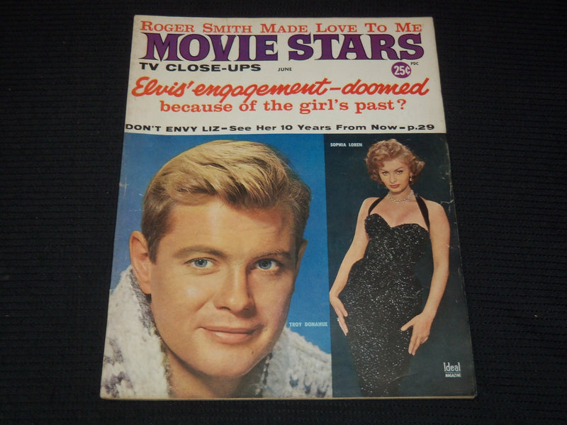 1960 JUNE MOVIE STARS TV CLOSE-UPS MAGAZINE - TROY DONAHUE & LOREN - E 16281