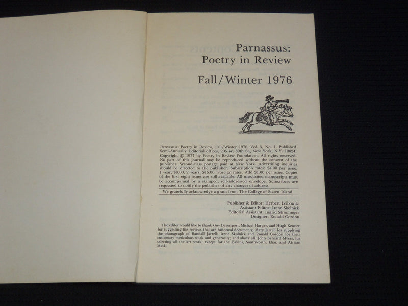 1976-1980 PARNASSUS POETRY IN REVIEW MAGAZINES LOT OF 4 - SOFTCOVER - KD 5295F