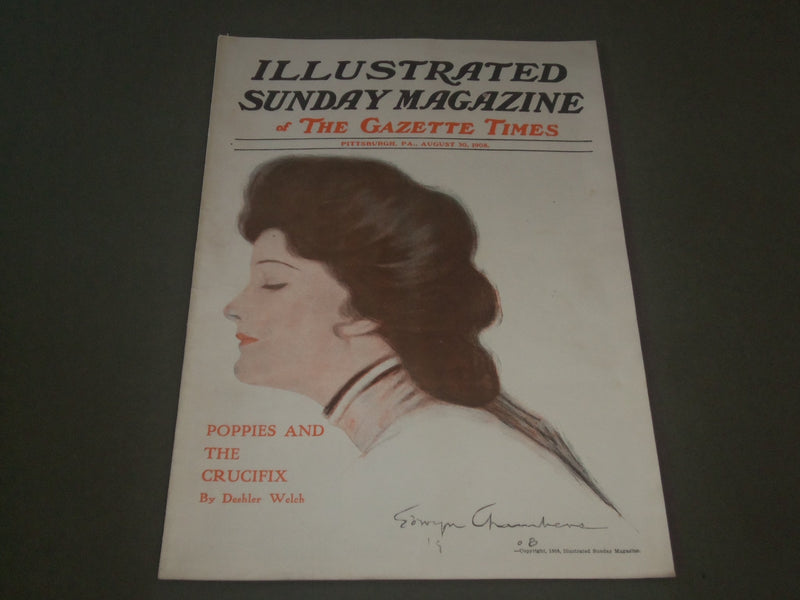 1908 AUGUST 30 ILLUSTRATED SUNDAY MAGAZINE - GREAT COVER & ADS - SP 9476