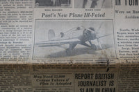 1935 AUGUST 16 PEORIA EVENING STAR NEWSPAPER - POST AND ROGERS KILLED - NP 9224