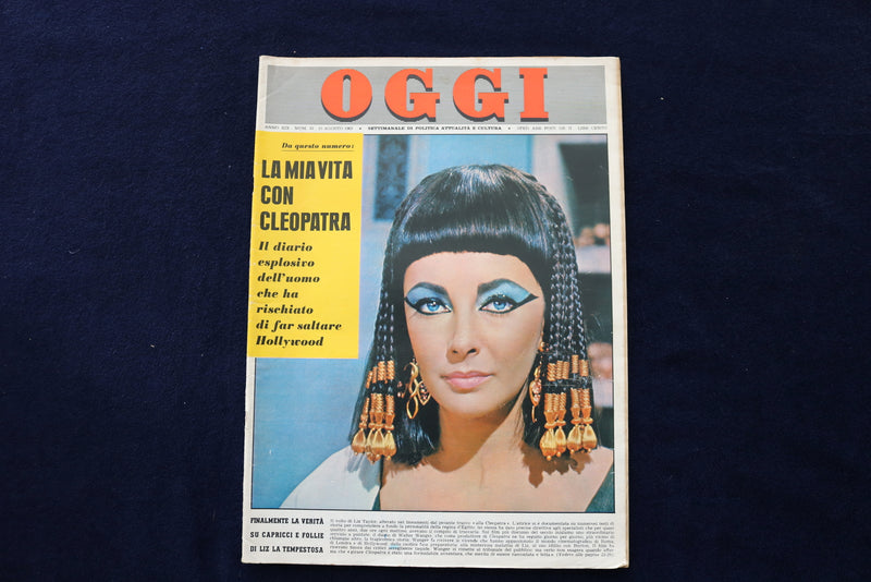 1963 AUGUST 15 OGGI MAGAZINE - ELIZABETH TAYLOR COVER - ITALIAN - E 23824