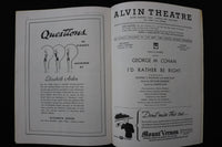 1938 I'D RATHER BE RIGHT PROGRAM- THE PLAYBILL-GEORGE M. COHAN -LOT OF 2- K 3049