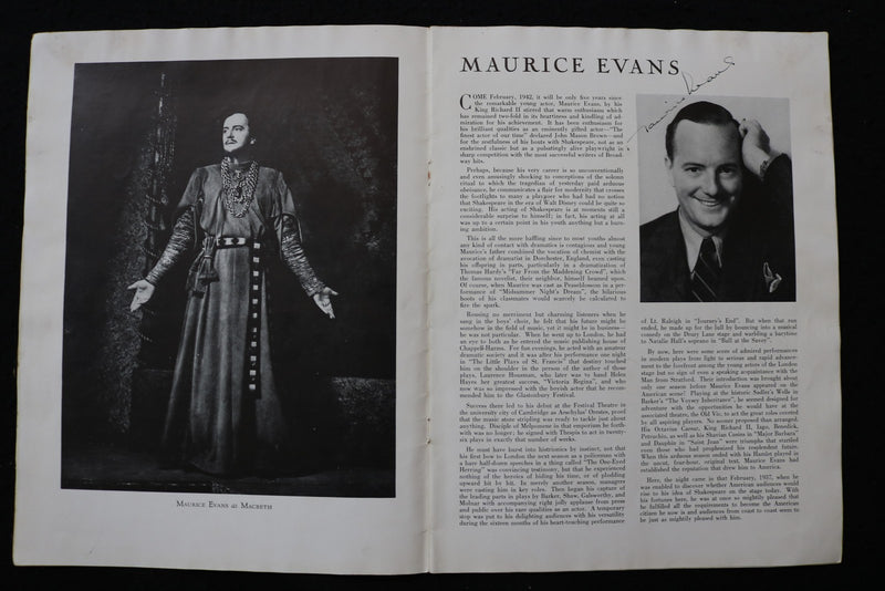 1940'S MAURICE EVANS PRESENTS MACBETH PROGRAM - SIGNED - K 2950