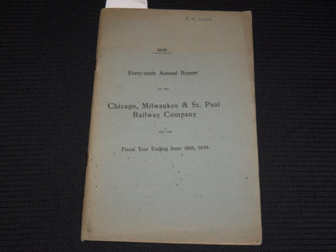1910 CHICAGO MILWAUKEE & ST. PAUL RAILWAY CO. 46TH ANNUAL REPORT - MAP - K 18