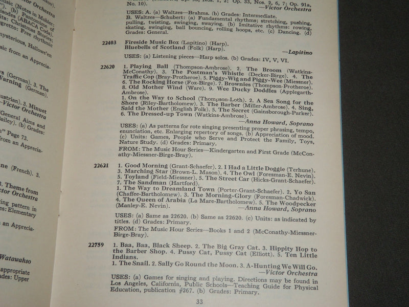 1940'S SPECIAL PURPOSE VICTOR RECORDS CATALOG - ELEMENTARY SCHOOL - J 2456