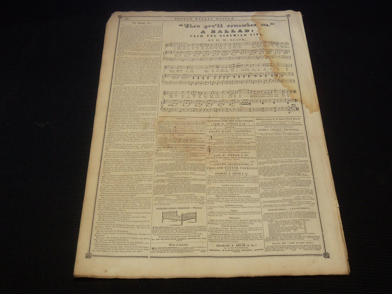 1850 NOV 9 BOSTON MUSEUM NEWSPAPER - PINE TREE SHILLING - HAWTHORNE - NP 9046