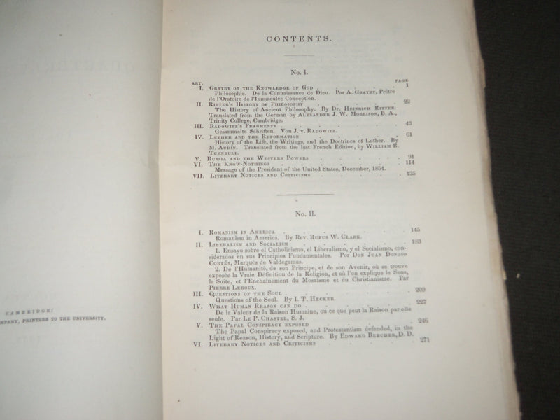 1847-1859 BROWNSON'S QUARTERLY REVIEW MAGAZINE LOT OF 9 ISSUES - WR 714
