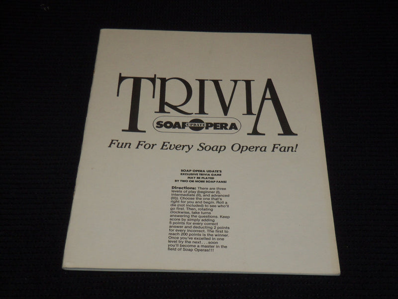 1989 SOAP OPERA UPDATE TRIVIA GAME MAGAZINE COVER - E 13105