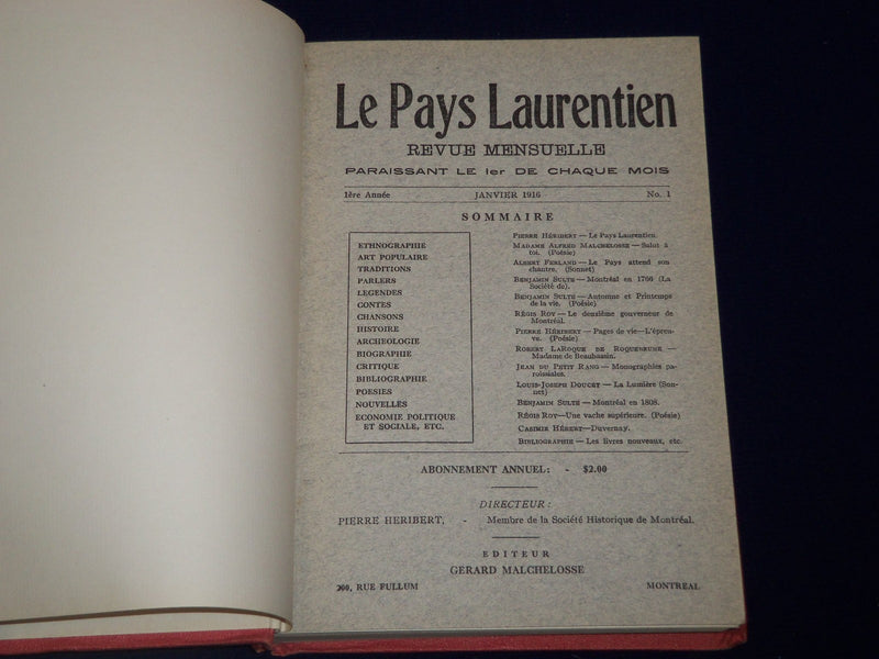 1916 & 1917 LE PAYS LAURENTIEN FRENCH BOUND VOLUME VOLUMES 1 & 2 - KD 2851