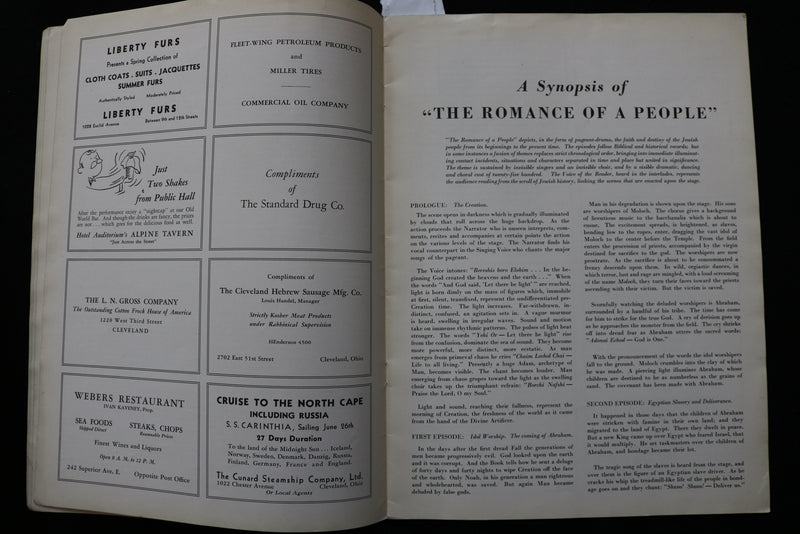 1934 THE ROMANCE OF A PEOPLE PROGRAM - JEWISH REFUGEES - K 2271