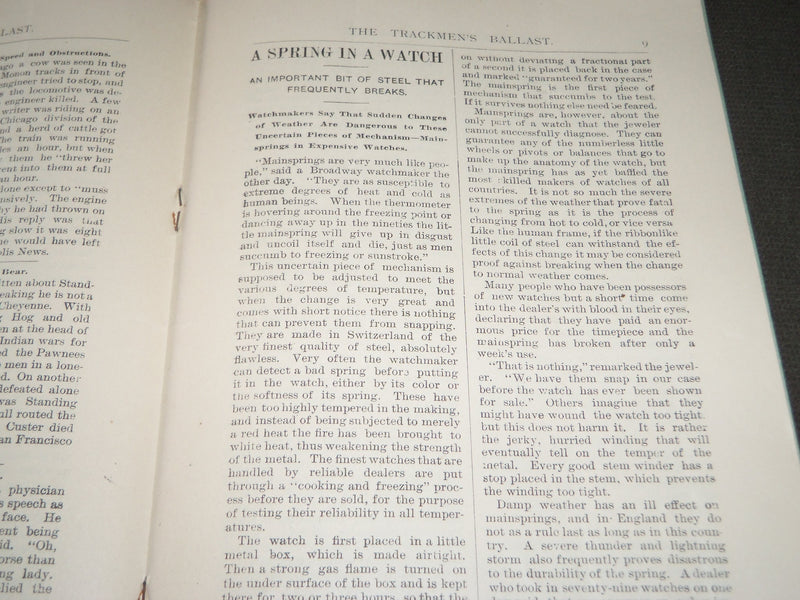 1892 NOVEMBER THE TRACKMEN'S BALLAST MONTHLY MAGAZINE VOLUME 2 NO. 2 - J 3182