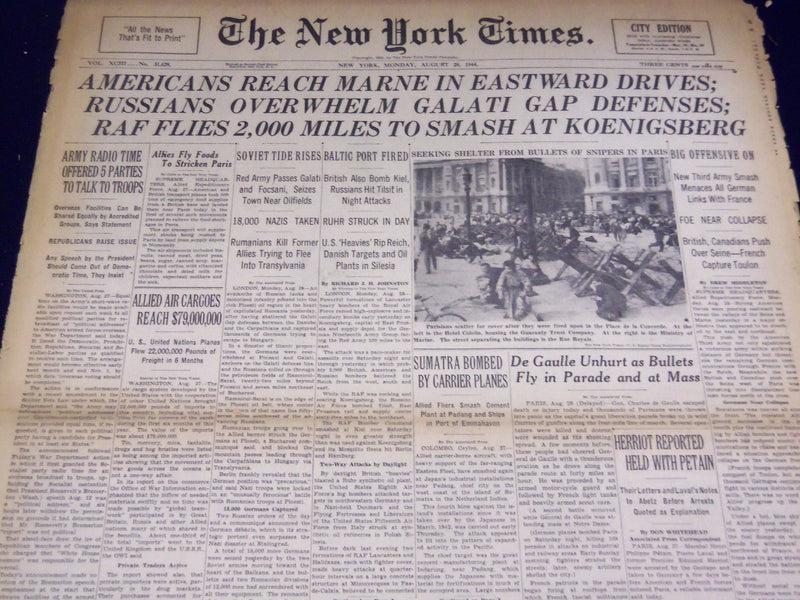1944 AUGUST 28 NEW YORK TIMES - AMERICANS REACH MARNE - NT 2383