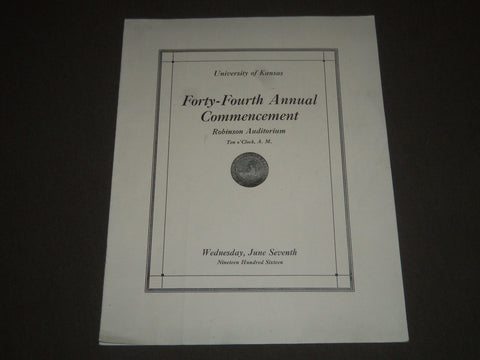 1916 UNIVERSITY OF KANSAS 44TH ANNUAL COMMENCEMENT PROGRAM - J 2323