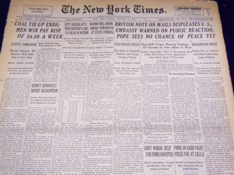 1940 JANUARY 21 NEW YORK TIMES - WILLIAM BORAH DEAD AT 74 - NT 2889
