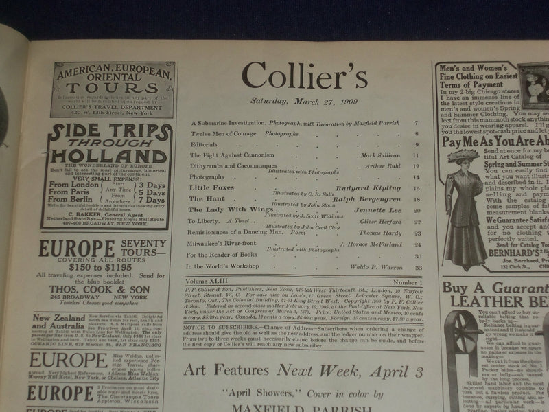1909 MARCH 27 COLLIER'S MAGAZINE - RUDYARD KIPLING STORY - ST 6784