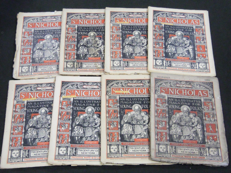 1883 ST. NICHOLAS MONTHLY MAGAZINE LOT OF 8 ISSUES - NICE ILLUS. & ADS - WR 1082