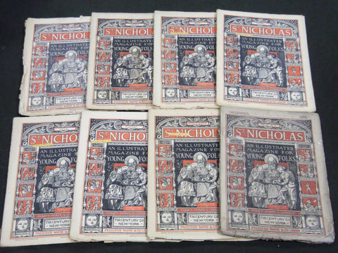 1883 ST. NICHOLAS MONTHLY MAGAZINE LOT OF 8 ISSUES - NICE ILLUS. & ADS - WR 1082