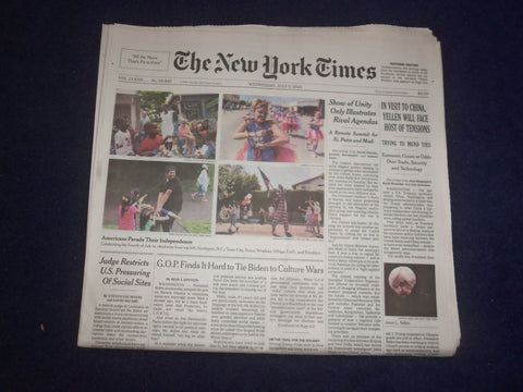 2023 JULY 5 NEW YORK TIMES -IN VISIT TO CHINA, YELLEN WILL FACE HOST OF TENSIONS