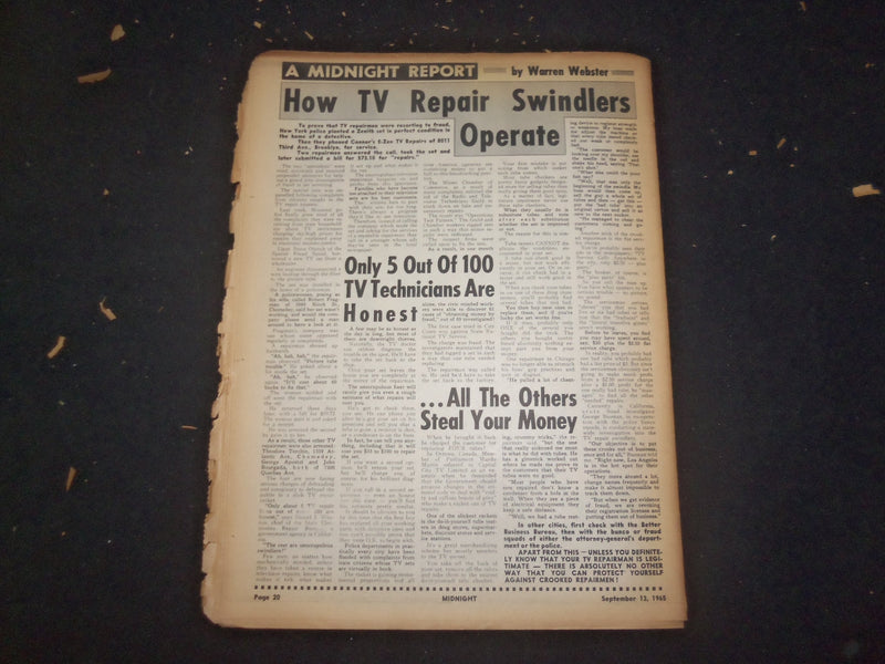 1965 SEP 13 MIDNIGHT NEWSPAPER-DAUGHTER TEACHES MOTHER TO BE PROSTITUTE- NP 7349
