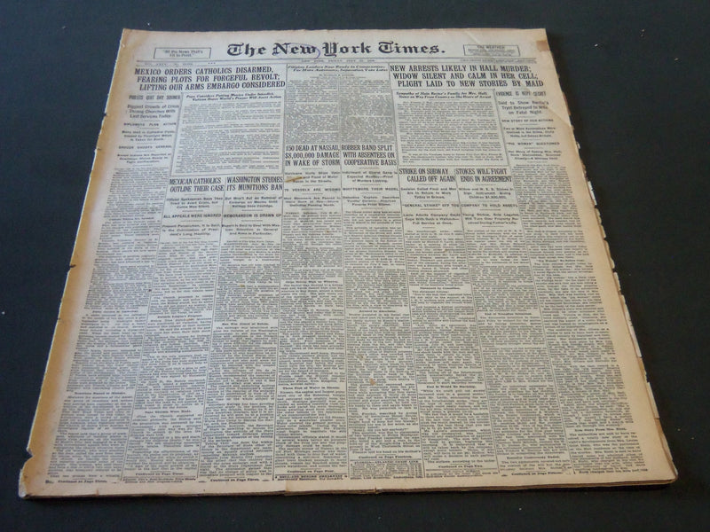 1926 JULY 30 NEW YORK TIMES - NEW ARRESTS LIKELY IN HALL MURDER - NT 6597