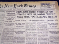1939 NOVEMBER 26 NEW YORK TIMES - NAZIS BOMB BRITISH NORTH SEA FLEET - NT 570