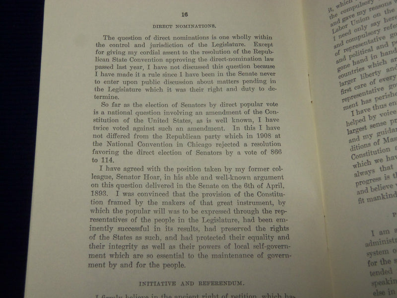 1911 JANUARY 3 SENATOR LODGE SPEECH AT SYMPHONY HALL - BOSTON - J 4446