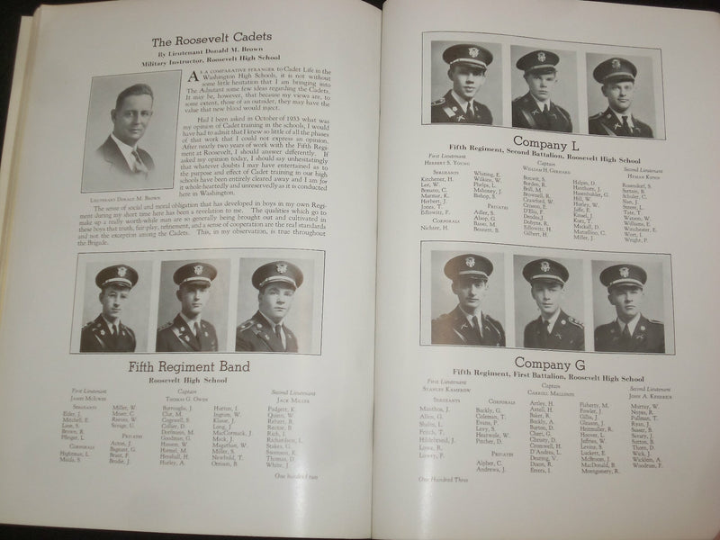 1935 THE ADJUTANT WASHINGTON HIGH SCHOOL CADETS YEARBOOK- WASHINGTON, DC-YB 1991