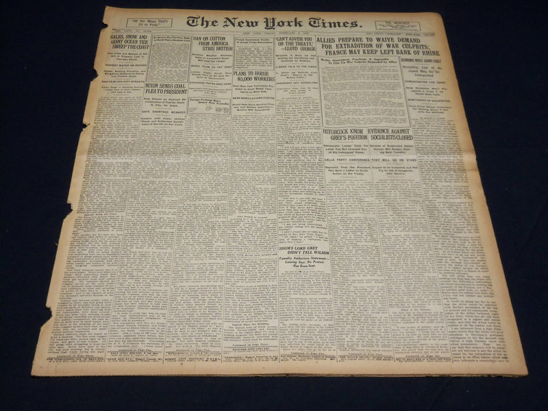 1920 FEBRUARY 6 NEW YORK TIMES - GALES & SNOW SWEPT THE COAST - NT 7862