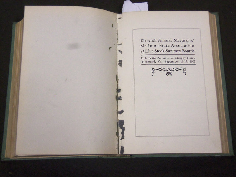 1906-1910 UNITED STATES LIVE STOCK SANITARY ASSOCIATION REPORTS VOLUME - KD 80N