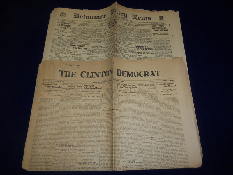 1934 HUNTERDON COUNTY DEMOCRAT LINDBERGH HAUPTMANN NEWSPAPER LOT OF 6 - O 129