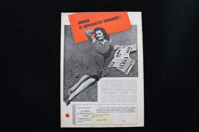 1943 JULY FILM - FRENCH MAGAZINE - BETTE DAVIS COVER - E 26083