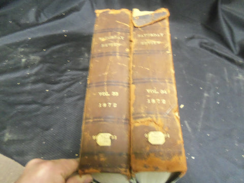 1872 SATURDAY REVIEW 2 BOUND VOLUMES - COMPLETE YR- PUBLISHED IN LONDON - R 1077