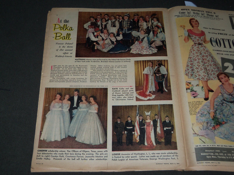 1954 MAY 9 SUNDAY NEWS COLOROTO MAGAZINE SECTION - BELLA DARVI COVER - J 2865
