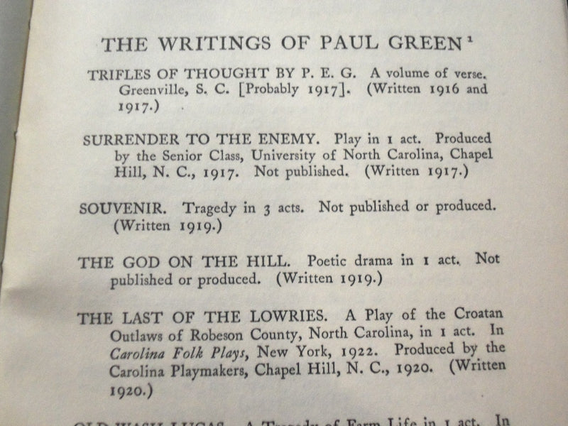 1928 PAUL GREEN BOOK BY BARRETT H. CLARK - NEW YORK - KD 2249