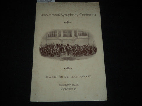 1941-1942 NEW HAVEN SYMPHONY ORCHESTRA FIRST CONCERT PROGRAM - J 5465