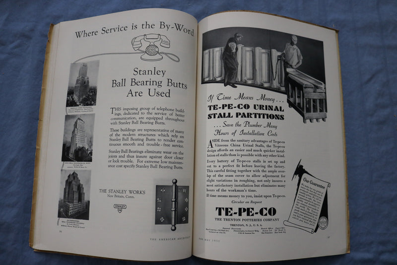 1931 MAY THE AMERICAN ARCHITECT MAGAZINE - PHOTOS, STORIES & ADS - ST 5507J