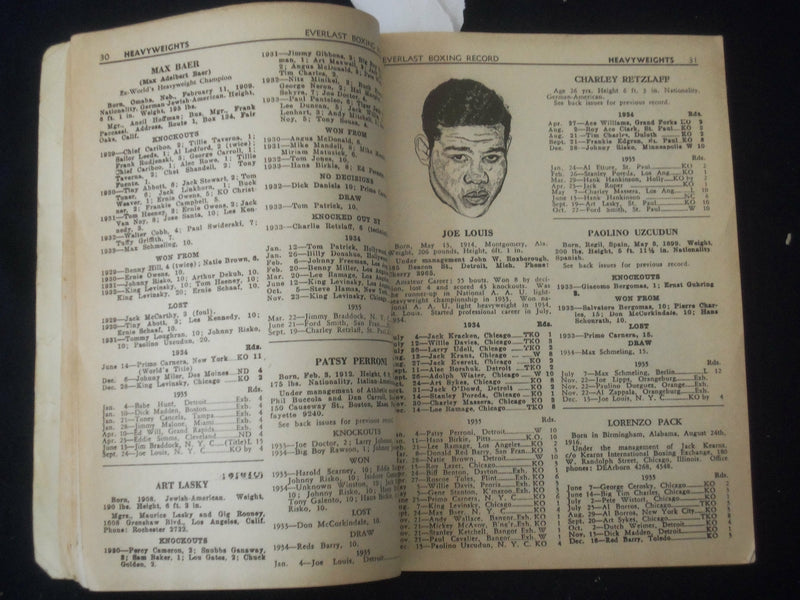1936 EVERLAST BOXING RECORD BOOK - J 6495