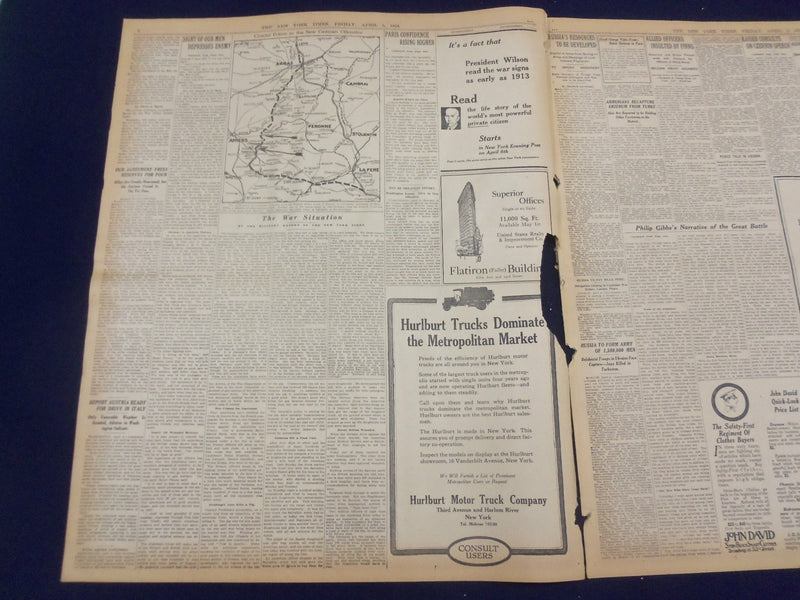 1918 APRIL 5 NEW YORK TIMES - AMERICANS IN NEW SECTOR NEAR VERDUN - NT 8202