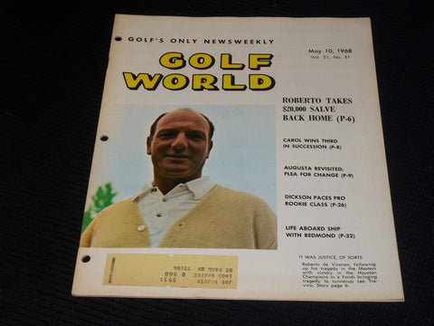 1968 MAY 10 GOLF WORLD MAGAZINE - ROBERTO DE VINCENZO FRONT COVER - E 7198