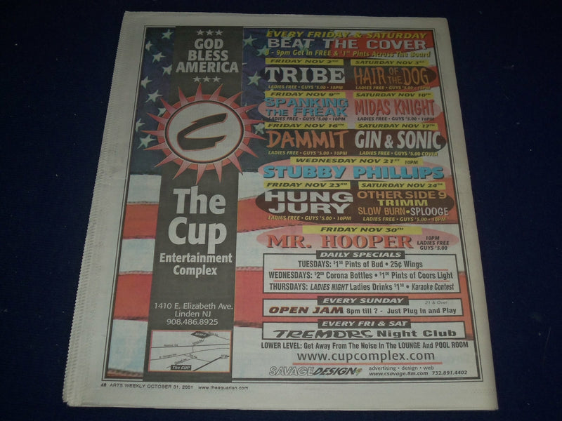 2001 OCTOBER 31-NOVEMBER 7 AQUARIAN WEEKLY NEWSPAPER - PLUG SPARK SANJAY- J 1180