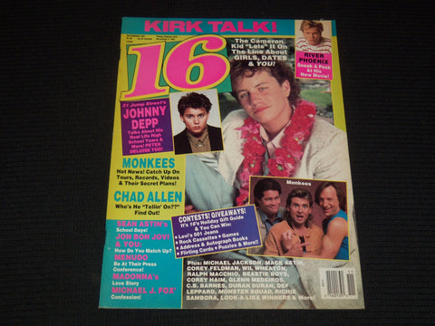 1987 NOVEMBER 16 MAGAZINE - JOHNNY DEPP FRONT COVER - E 14926