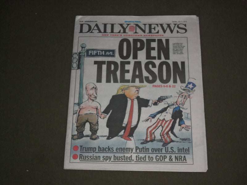2018 JULY 17 NEW YORK DAILY NEWS - TRUMP BACKS PUTIN OVER U.S. INTELLIGENCE
