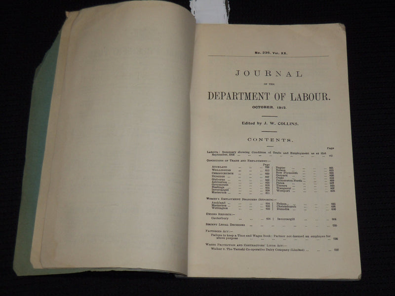 1912 OCTOBER JOURNAL OF THE DEPARTMENT OF LABOUR MAGAZINE - K 43