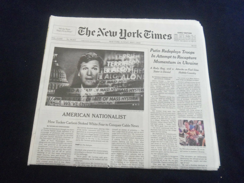 2022 MAY 1 NEW YORK TIMES - PUTIN REDEPLOYS TROOPS TO RECAPTURE MOMENTUM