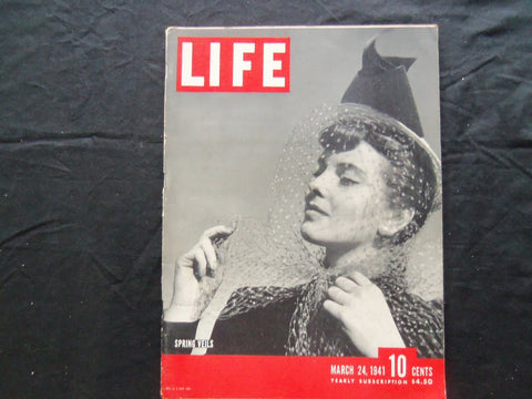 1941 MARCH 24 LIFE MAGAZINE - SPRING VEILS IN FASHIION - L 227