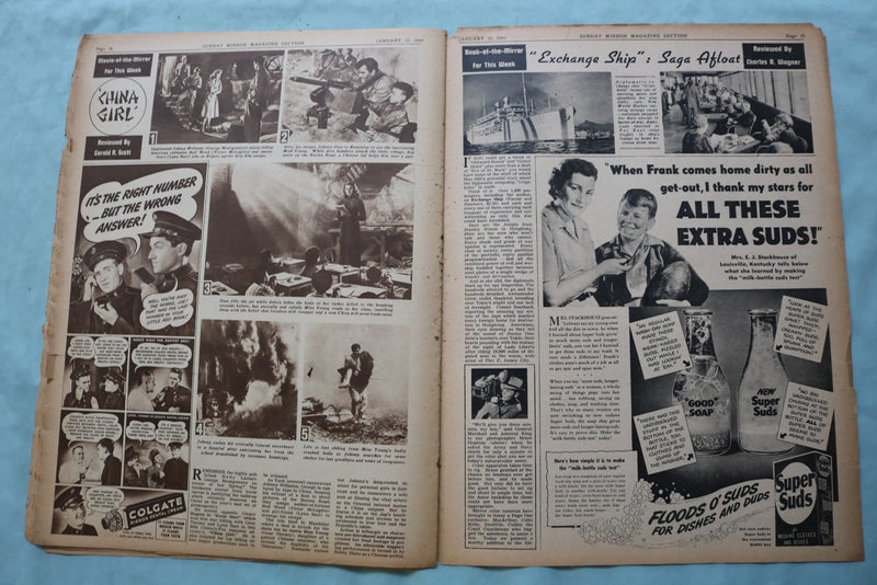1943 JAN 10 SUNDAY MIRROR NEWSPAPER MAGAZINE SECTION -MARSHALL & KING - NP 9077