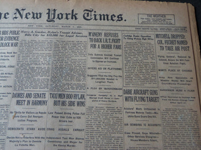 1925 MARCH 7 NEW YORK TIMES - MITCHELL DROPPED, COL. FECHET NAMED - NT 7188