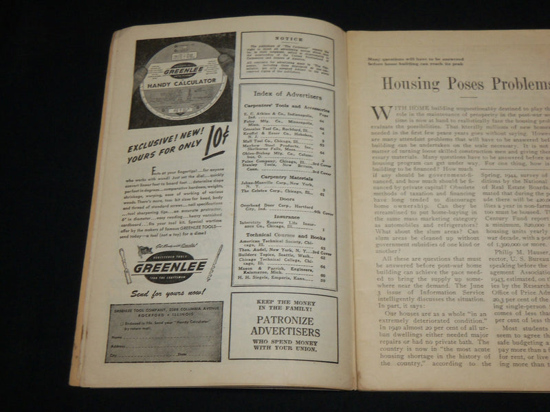 1944 AUGUST THE CARPENTER MAGAZINE - THE SWELLING VICTORY CHORUS - J 6560